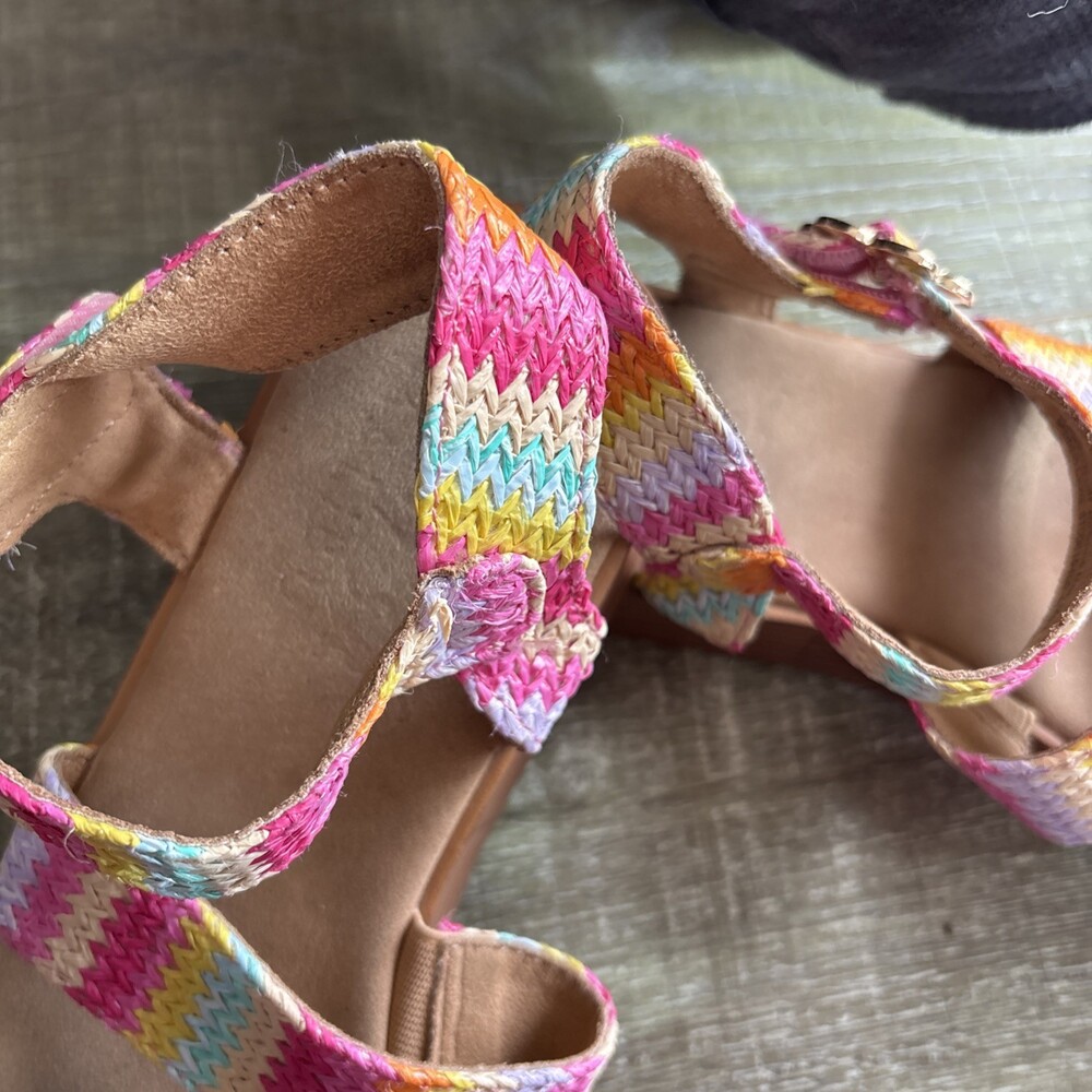 Blowfish Malibu Platform Sandals Sz 5M Rainbow Snap & Buckle Closure Open Toe - Picture 13 of 15